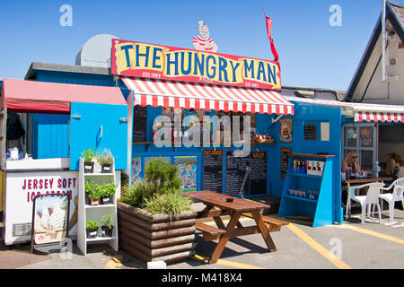 Die hungrigen Mann Cafe in Rozel Bay, Jersey, Channel Islands, Großbritannien Stockfoto
