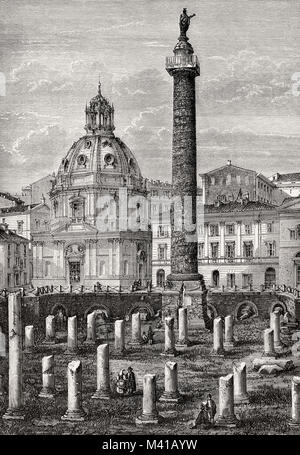 Bleibt der Basilika Ulpia, Kirche der Heiligen Namen von Maria am Forum Romanum, Rom, Italien, 19. Jahrhundert Stockfoto