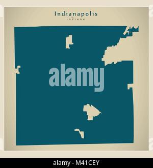 Moderne Karte - Indianapolis Indiana Stadt der USA Stock Vektor