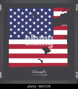 Indianapolis Indiana Karte mit Amerikanischen Nationalflagge Abbildung Stock Vektor