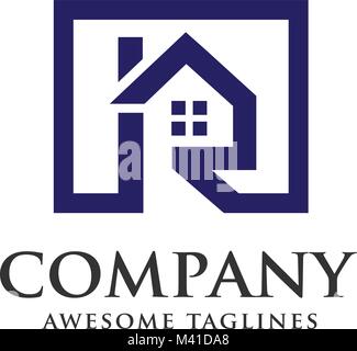 Starke und minimalistischen Immobilien mit dem Buchstaben R-Konzept, Immobilien logo Stock Vektor