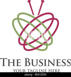 Eine Nähmaschine Nähen mit Nadel Handgefertigte workshop Logo Stock Vektor