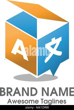 Kreative Übersetzung 3D-Box Agentur logo Style Stock Vektor