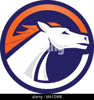Modernes und elegantes weißes Pferd logo Kreis Vektor Stock Vektor