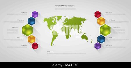 Infografik Karte Vorlage mit Sechskant polygon Kristalle Stock Vektor