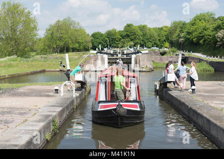 Grand Union Canal Knowle Schlösser, Bottom Lock. Stockfoto