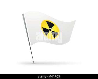 Strahlung runde Zeichen auf weisse Flagge Stock Vektor