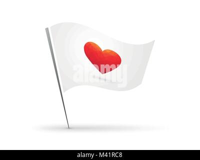 Rotes Herz Symbol auf der Flagge Stock Vektor