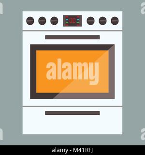 Abbildung: Herd Gasherd mit Vorderansicht. Flach und Farbe Stock Vektor