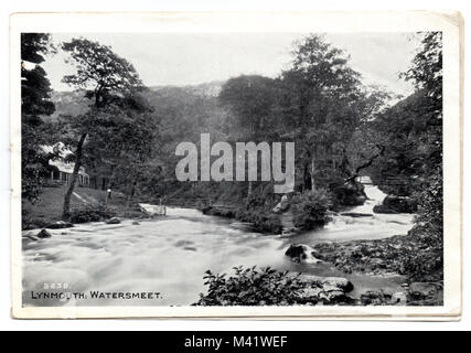 Postkarte, ca. 1920 von Watersmeet im Osten Lyn River in der Nähe von Lynmouth, N. Devon, England, Großbritannien Stockfoto