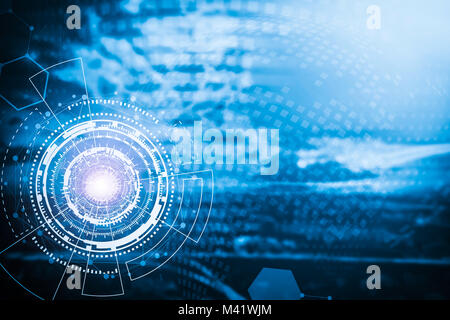 Technologie Hintergrund von Circle Symbole mit Linien verbindung Symbol auf blauem Hintergrund. Business Connection. Stockfoto