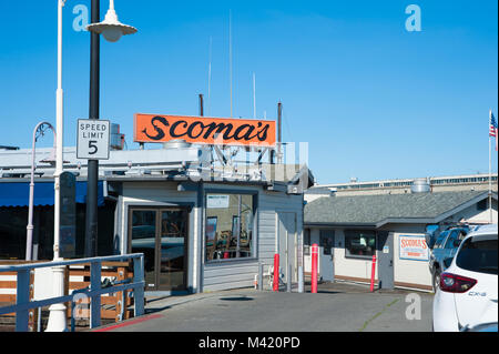 San Francisco, CA - 03 Februar: Weltberühmte restaurant Scoma's in San Francisco Fisherman's Wharf Stockfoto