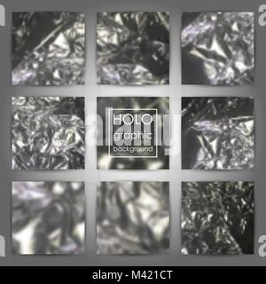 Satz von trendigen Holographische Hintergründe für Abdeckung, Flyer, Broschüre, Plakat, Einladung Hochzeit, Tapeten, Hintergrund, Business Design. Stock Vektor