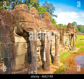 Terrasse der Elefanten, Angkor Thom, in der Nähe von Siem Reap, Kambodscha. Stockfoto