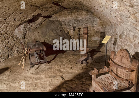 Blick auf die folterkammer der Burg Stockfoto