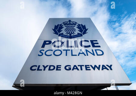 Anzeigen der Polizei Schottland Hauptsitz am Clyde Gateway in Glasgow, Schottland, Vereinigtes Königreich Stockfoto