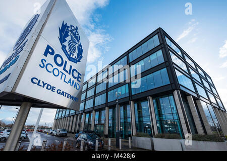 Anzeigen der Polizei Schottland Hauptsitz am Clyde Gateway in Glasgow, Schottland, Vereinigtes Königreich Stockfoto