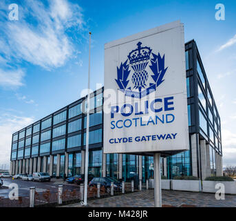 Anzeigen der Polizei Schottland Hauptsitz am Clyde Gateway in Glasgow, Schottland, Vereinigtes Königreich Stockfoto