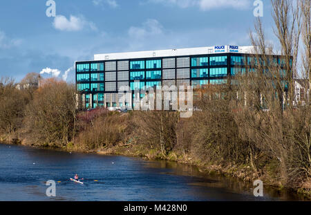 Anzeigen der Polizei Schottland Hauptsitz am Clyde Gateway am Ufer des Flusses Clyde in Glasgow, Schottland, Vereinigtes Königreich Stockfoto