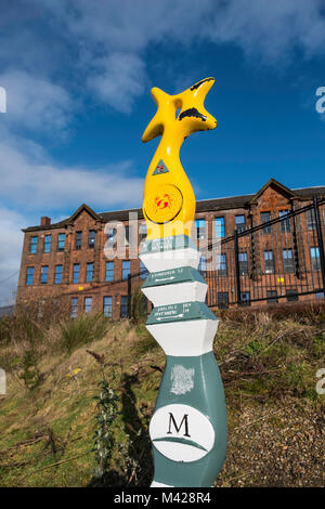 National Cycle Network Sign am Fluss Clyde Gehweg in Glasgow, Schottland, Vereinigtes Königreich Stockfoto