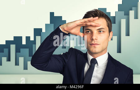 Mann Portrait und finanziellen Diagramm auf Hintergrund Stockfoto