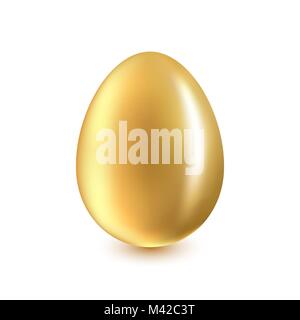 Goldene Ei auf einem weißen Hintergrund mit einem leichten Schatten Stock Vektor