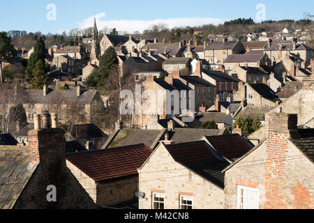 Blick über Dächer, Richmond, North Yorkshire, England, Großbritannien Stockfoto