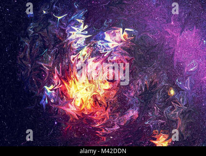 Abstrakte galaxy Aquarell Hintergrund. Bunte fantasy kosmischen Textur. Öl malerei Impressionismus Stil. Stockfoto