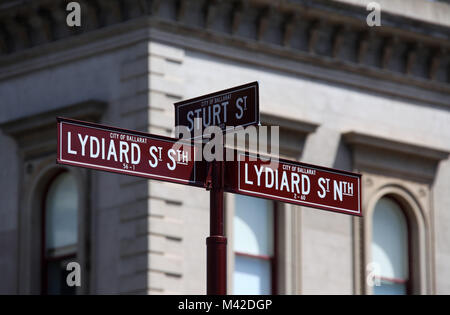 Straßenschild in Ballarat Stockfoto