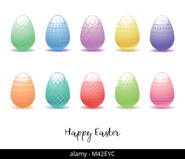 Satz von 10 bunte Ostereier für ihre kreativen Arbeiten. Alle Elemente auf weißem Hintergrund. Vector Illustration. Stock Vektor