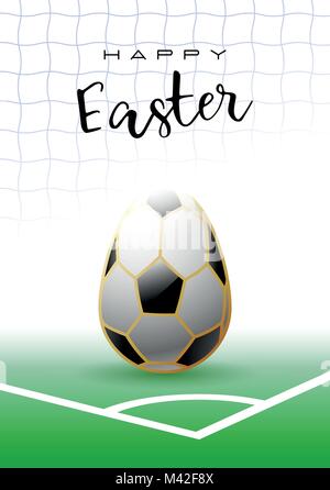 Frohe Ostern. Easter Egg in Form eines Fußballs. Sport Grußkarte. Vector Illustration. Stock Vektor