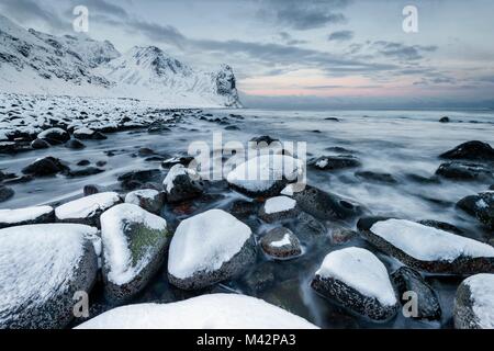 Unstad - Lofoten Inseln, Norwegen Stockfoto