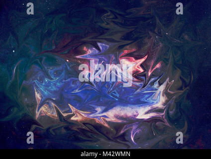 Abstrakte galaxy Aquarell Hintergrund. Bunte fantasy kosmischen Textur. Öl malerei Impressionismus Stil. Stockfoto