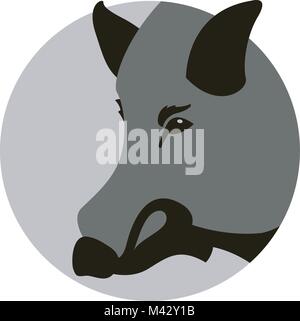 Wildschwein wild Kopf Gesicht Vektor-illustration Flat Style Stock Vektor