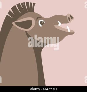 Wildschwein wild Kopf Gesicht Vektor-illustration Flat Style Stock Vektor