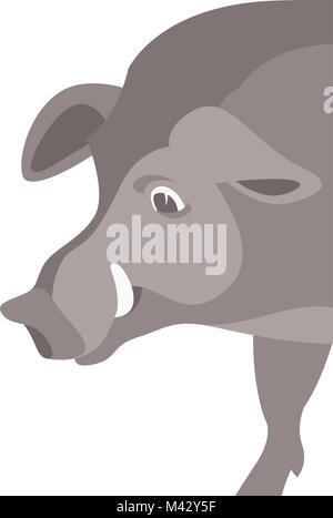 Wildschwein wild Kopf Gesicht Vektor-illustration Flat Style Stock Vektor