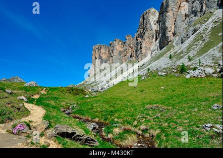 Trekking von Passo Giau, Ponta de Lastoi Formin und Spiz de Mondeval, Cortina d'Ampezzo und San Vito di Cadore, die Dolomiten in der Provinz Belluno, V Stockfoto