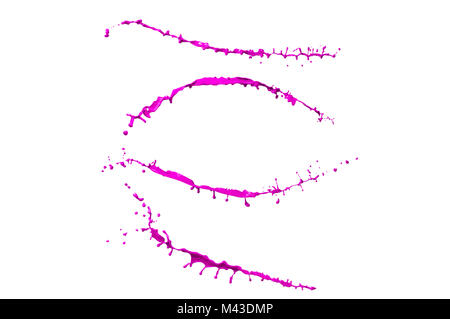 Magenta Farbe splash Collection auf weißem Hintergrund Stockfoto