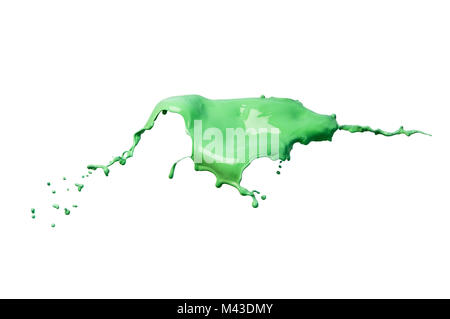 Grüne Farbe Splash isoliert auf weißem Hintergrund Stockfoto