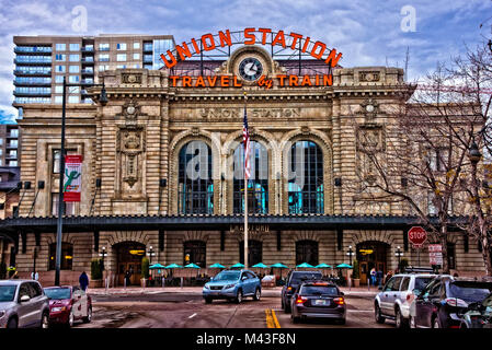 Union Station Denver Colorado an einem Sommernachmittag und in HD fotografiert. Stockfoto