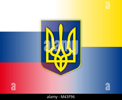 Ukraine und Russland Flags Stockfoto