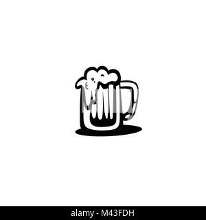 Glas Bier Symbol, flache Bauform mit Schatten Vector Illustration Stock Vektor