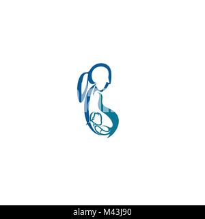 Handgezeichnete Skizze von Frauen mit Baby im Mutterleib Illustration Design Stock Vektor