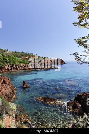 Massif de l'Esterel, Esterel masif, Porphyr Felsen Stockfoto