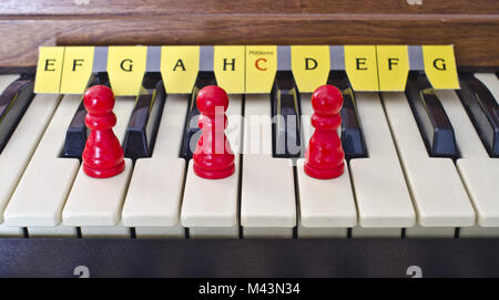 Handbuch der eine Orgel mit Kegel auf G-dur-Akkord Stockfoto