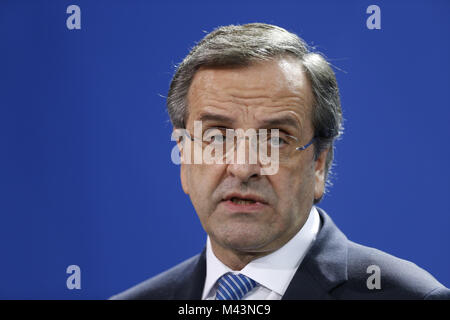 Samaras trifft Merkel in Berlin. Stockfoto