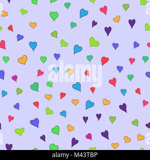 chaotische Vektor farbigen Doodle Herzen Musterdesign - zum Valentinstag Stock Vektor