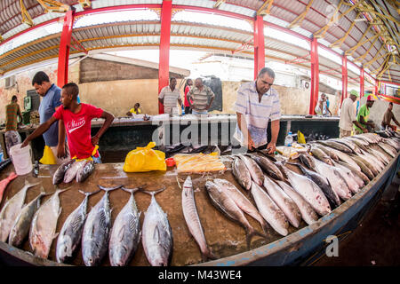 Ein Blick auf den Markt in Mahea, die Seychellen. Credit: Euan Cherry Stockfoto