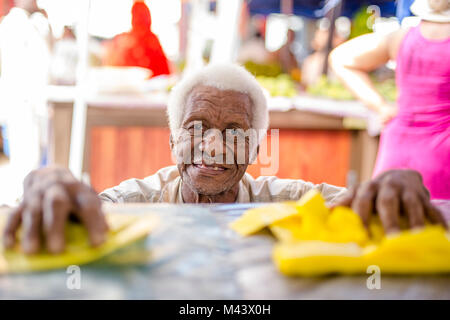 Ein Blick auf den Markt in Mahea, die Seychellen. Credit: Euan Cherry Stockfoto