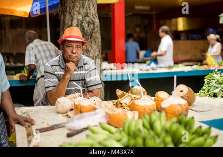 Ein Blick auf den Markt in Mahea, die Seychellen. Credit: Euan Cherry Stockfoto